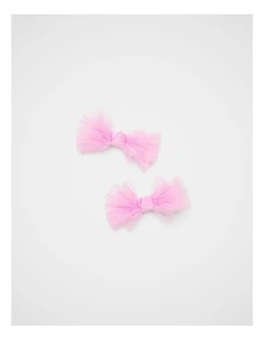 Tulle Bow Snaps in Candy Pink