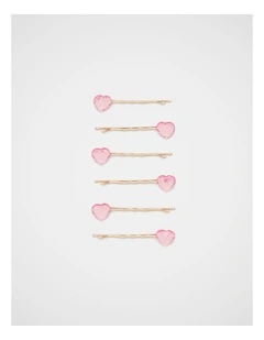 Gem Heart Bobby Pins in Multi