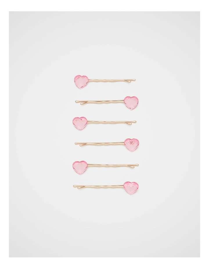 Gem Heart Bobby Pins in Multi image 1
