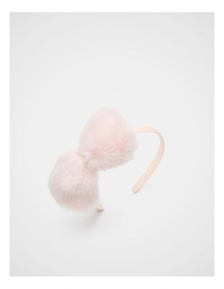 Faux Fur Bow Headband in Pink Lemonade image 1