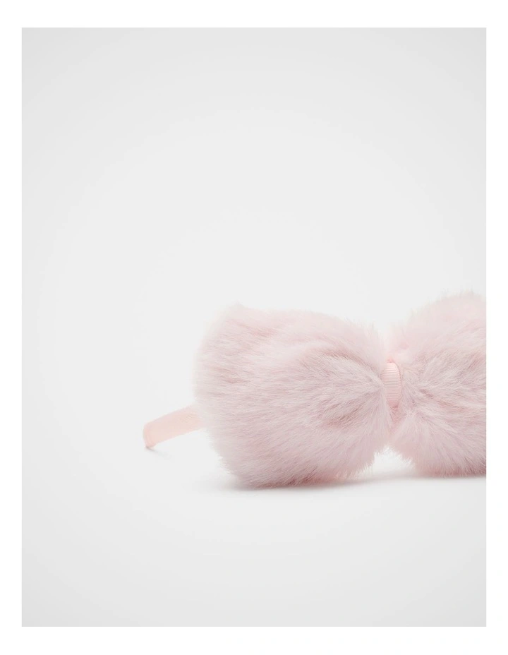Faux Fur Bow Headband in Pink Lemonade image 2