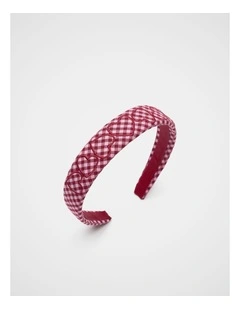 Gingham Heart Headband in Dark Cherry