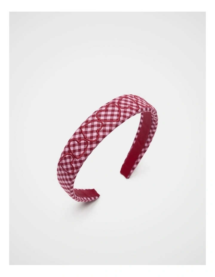 Gingham Heart Headband in Dark Cherry image 1