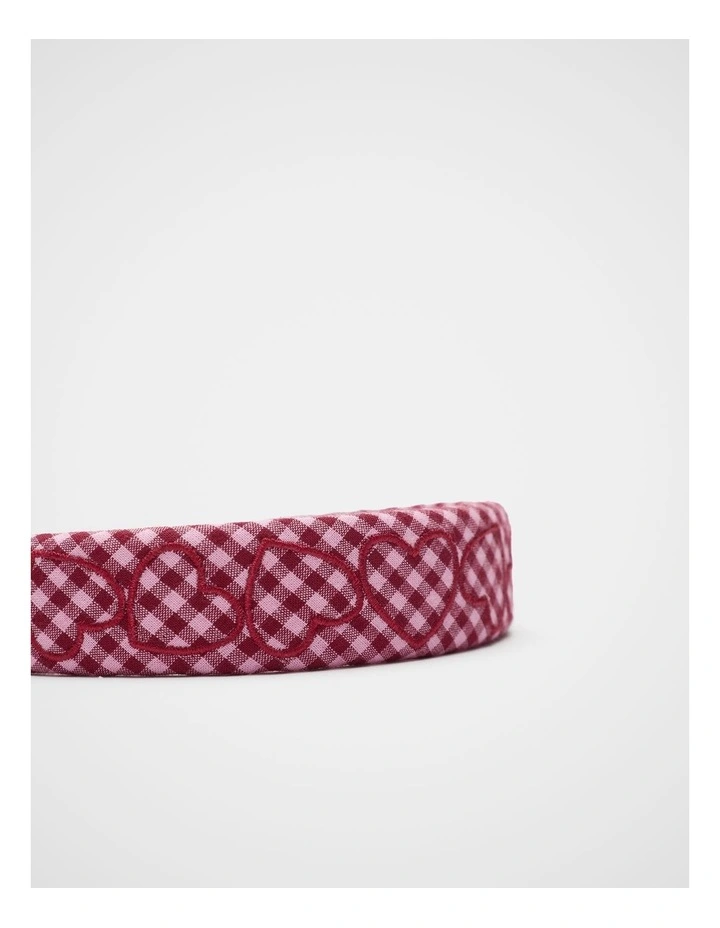 Gingham Heart Headband in Dark Cherry image 2