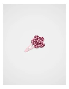 Gingham Flower Snap in Dark Cherry
