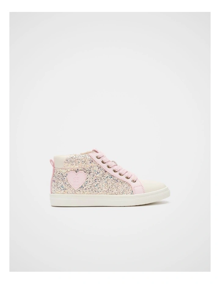 Glitter Heart High Top in Pink Lemonade Multi image 1
