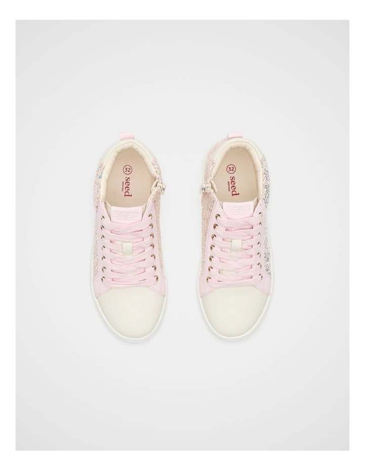 Glitter Heart High Top in Pink Lemonade Multi image 3