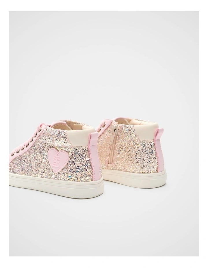 Glitter Heart High Top in Pink Lemonade Multi image 4