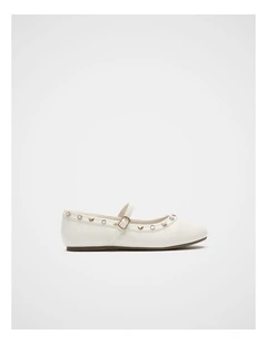 Stud Detail Ballet in Classic Cream