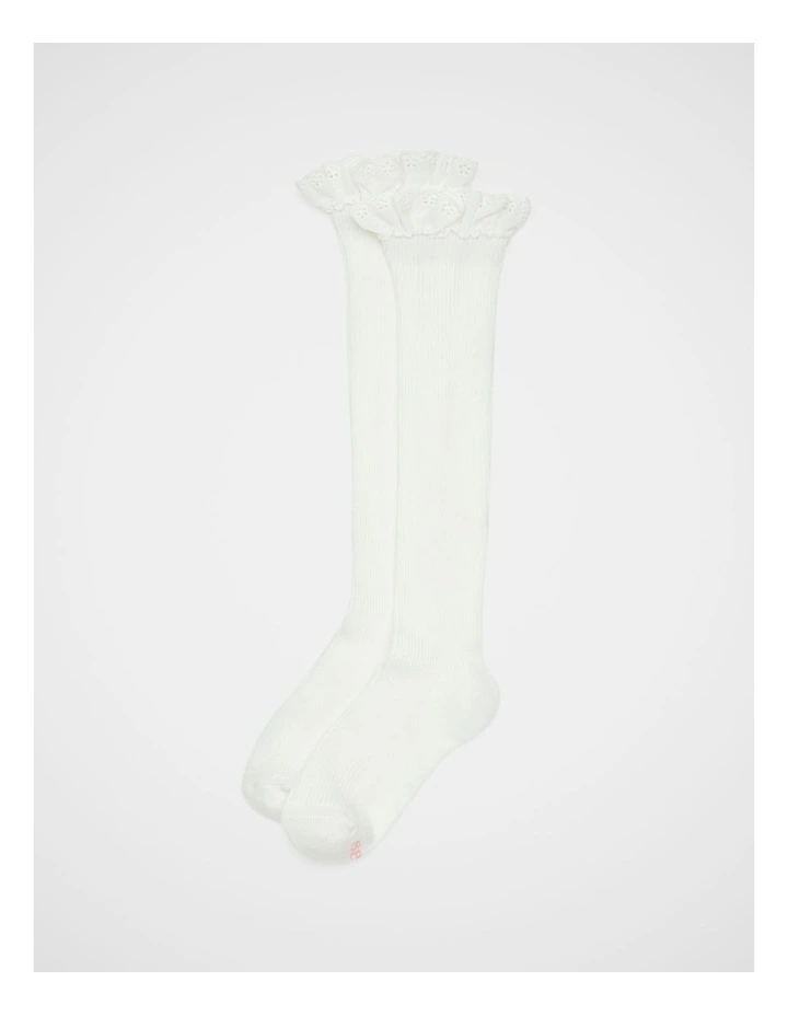 Knee High Frill Sock in Vanilla image 1