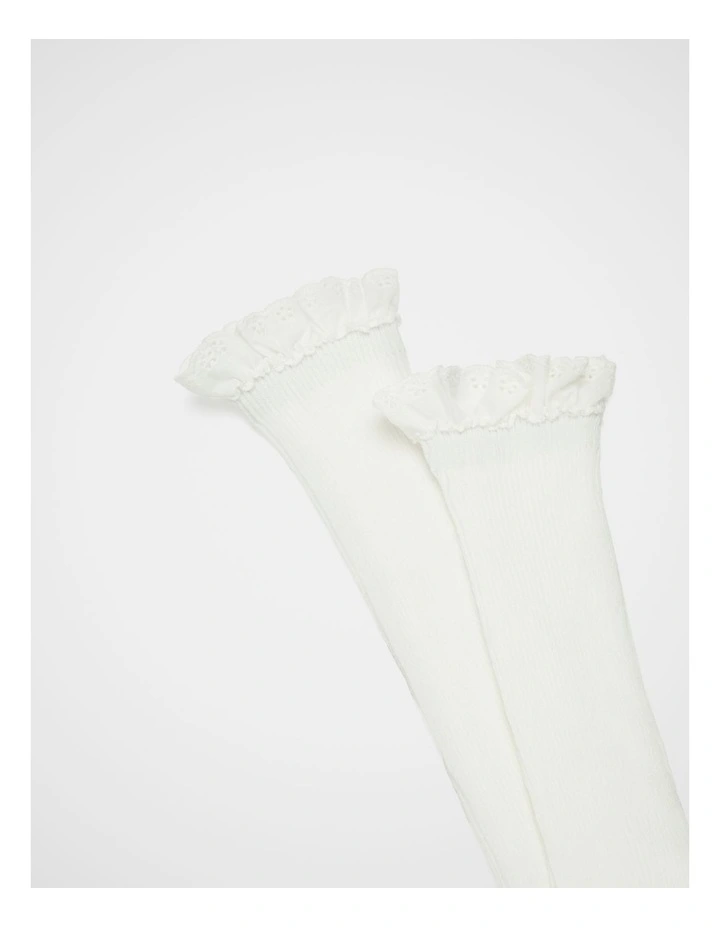 Knee High Frill Sock in Vanilla image 2