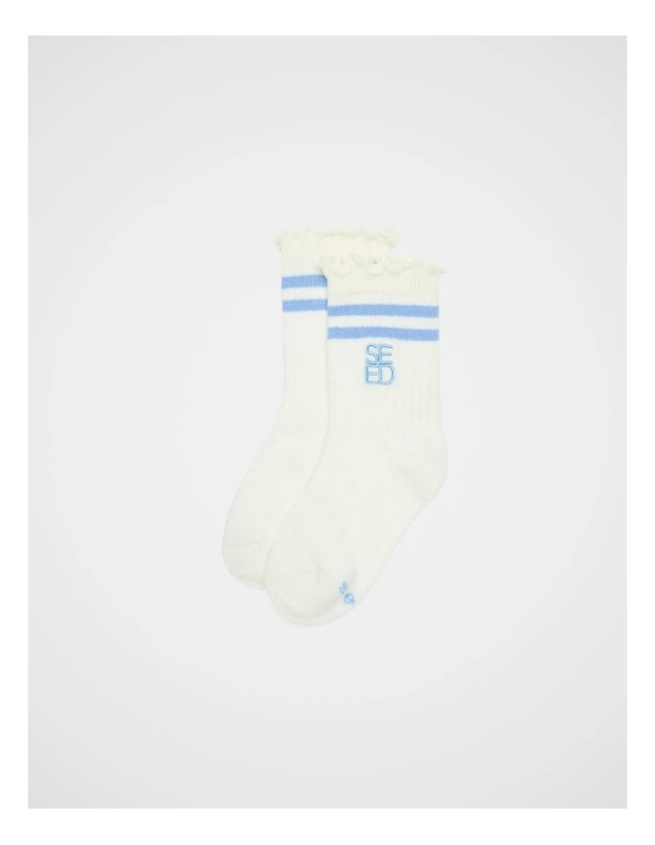 Quad Logo Stripe Socks in Cloud Blue image 1