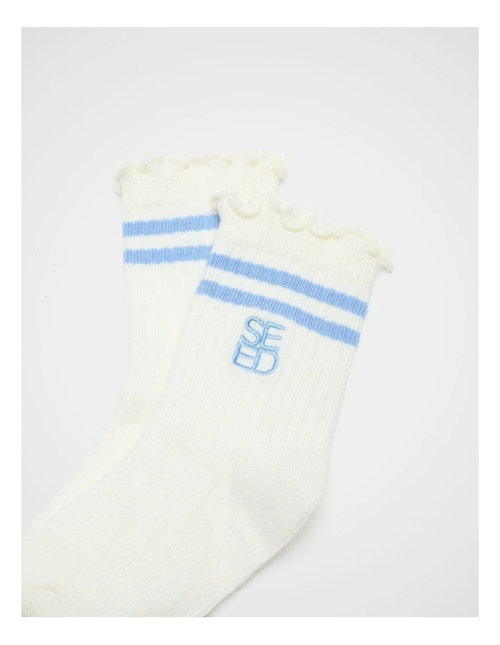 Quad Logo Stripe Socks in Cloud Blue image 2