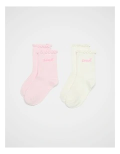 Cursive Seed Sock Pack Of 2 in Pink Lemonade