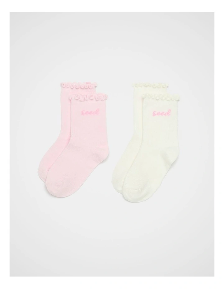 Cursive Seed Sock Pack Of 2 in Pink Lemonade image 1