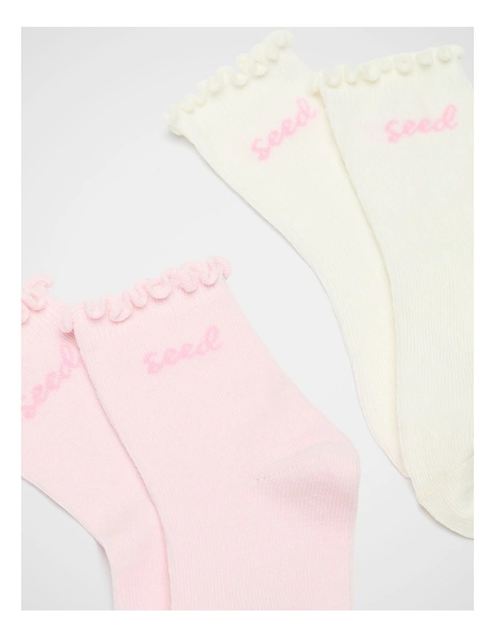 Cursive Seed Sock Pack Of 2 in Pink Lemonade image 2