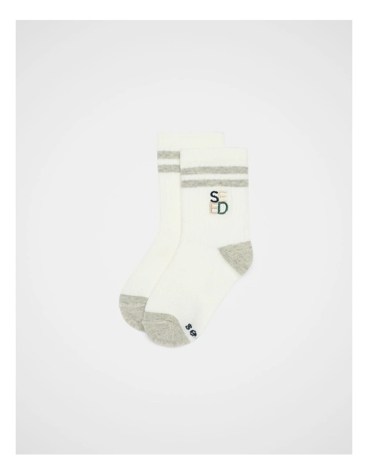 Quad Logo Rib Sock in Grey image 1