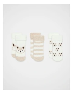 Terry Fox Sock of 3 Pack in Oat Marle