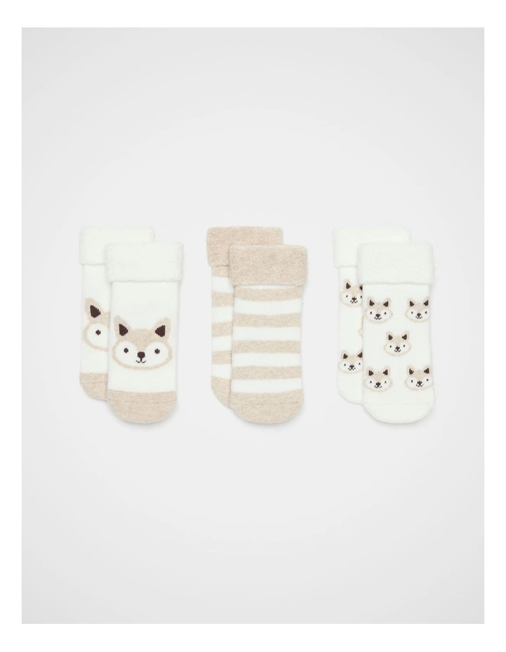 Terry Fox Sock of 3 Pack in Oat Marle image 1