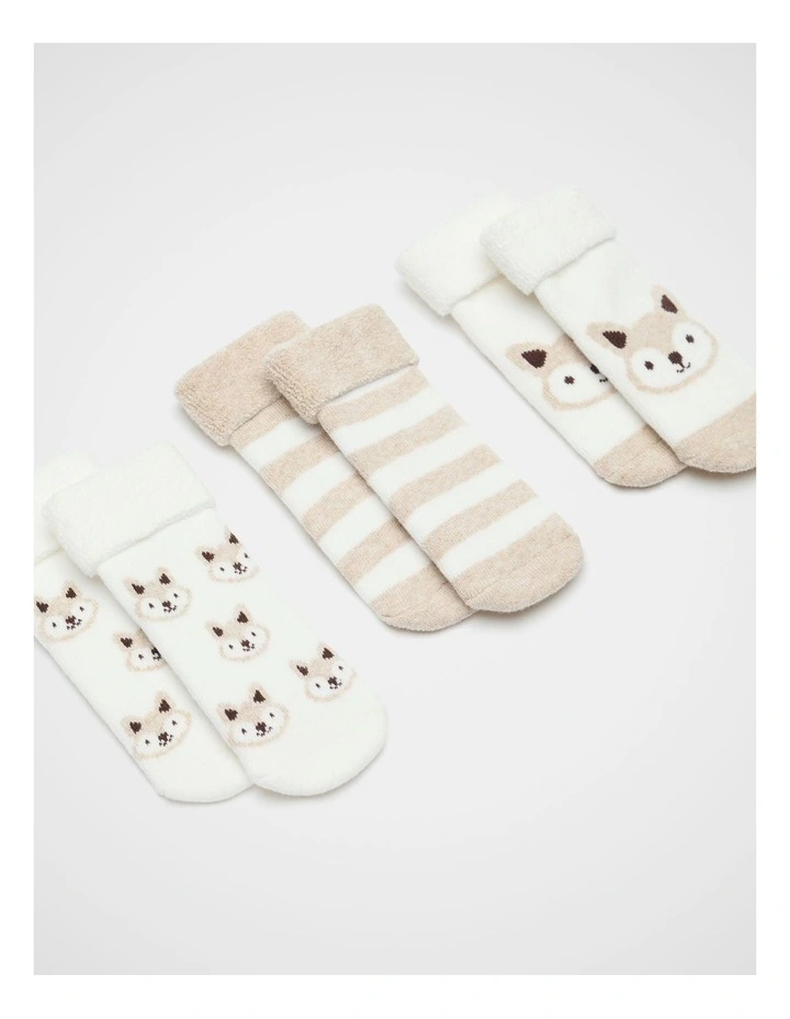Terry Fox Sock of 3 Pack in Oat Marle image 2