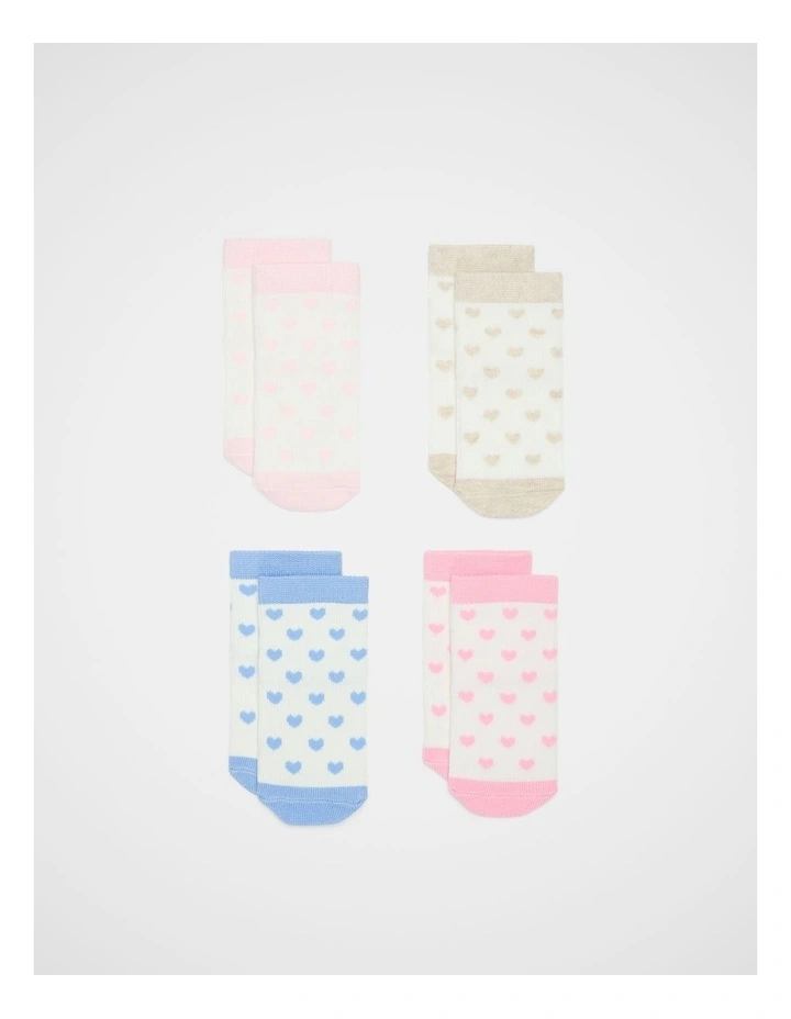 Hearts Sock of 4 Pack in Multi image 1