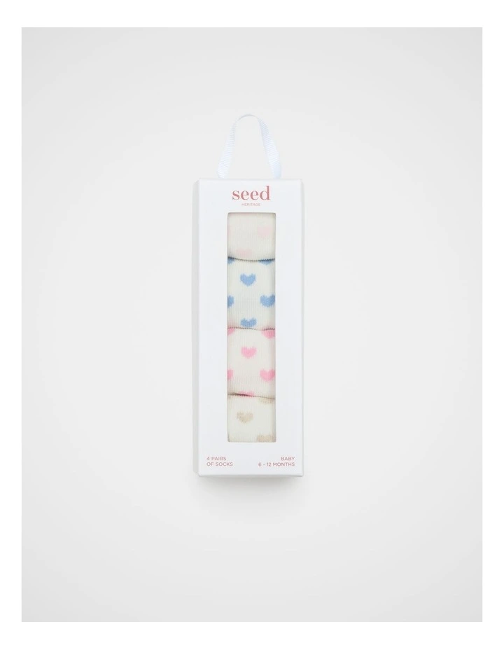 Hearts Sock of 4 Pack in Multi image 3