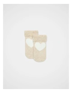 Terry Heart Sock in Oat Marle
