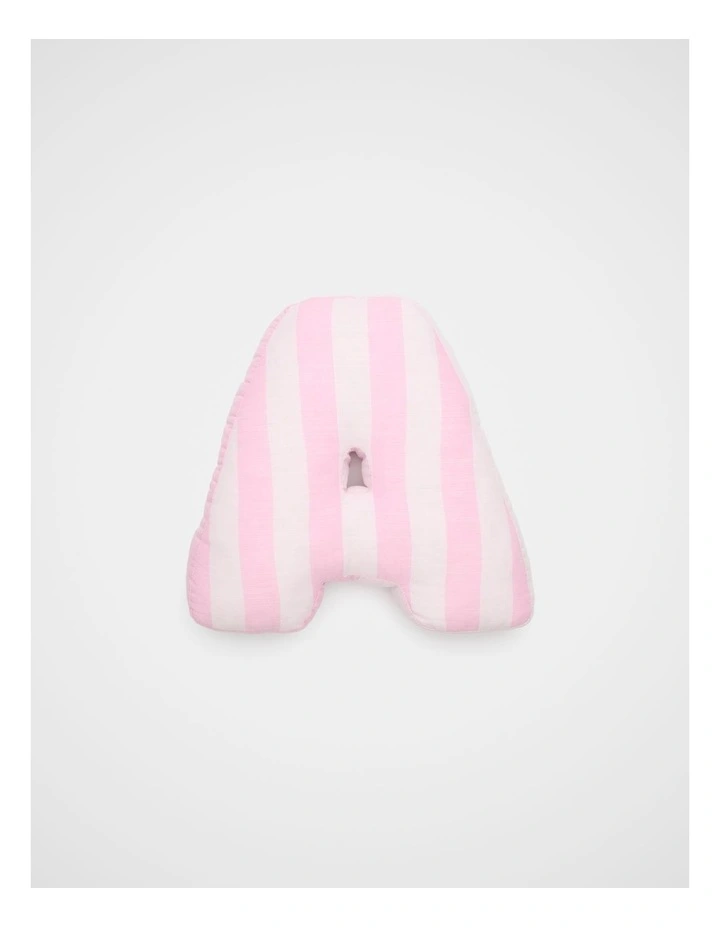 A Stripe Initial Cushion in Pink image 1