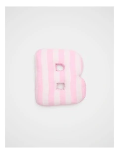 B Stripe Initial Cushion in Pink