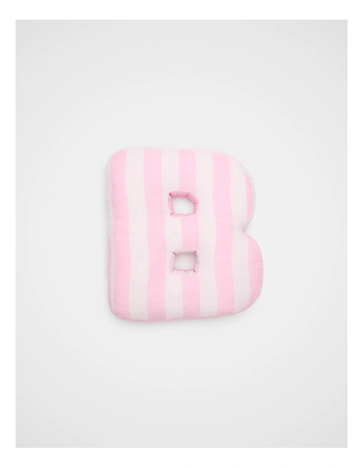 B Stripe Initial Cushion in Pink image 1