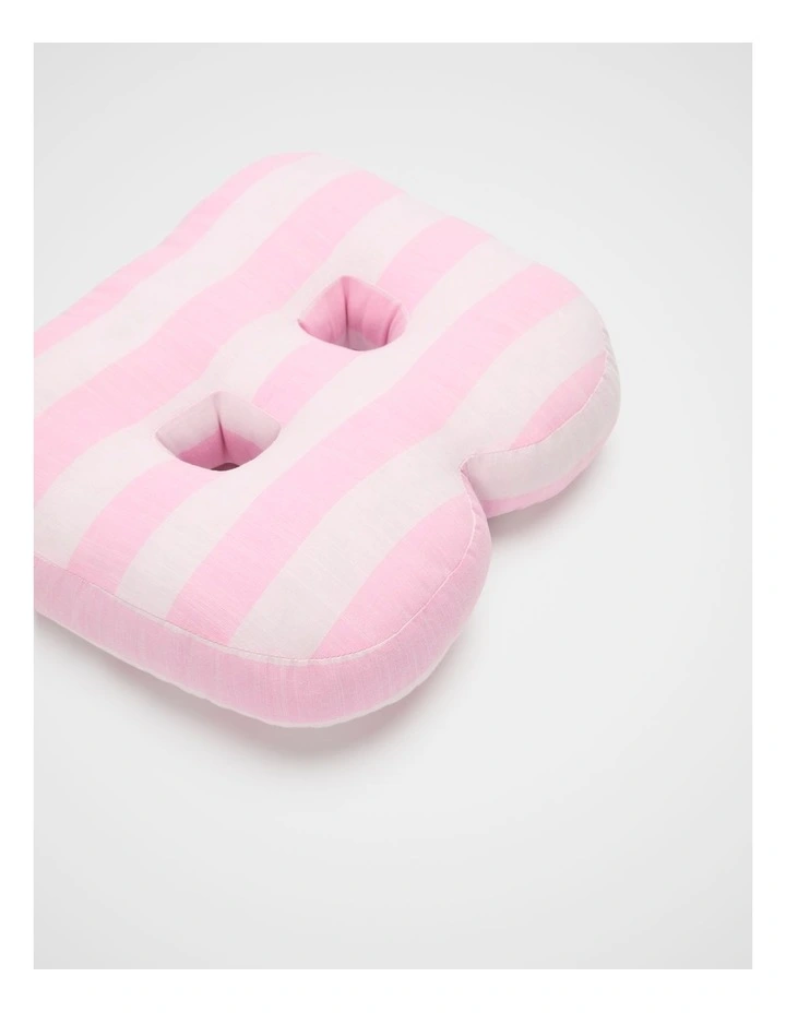 B Stripe Initial Cushion in Pink image 2