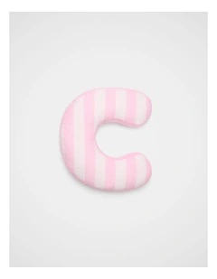 C Stripe Initial Cushion in Pink
