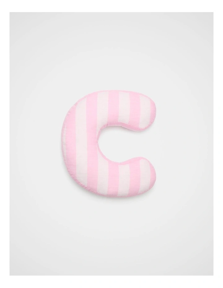 C Stripe Initial Cushion in Pink image 1
