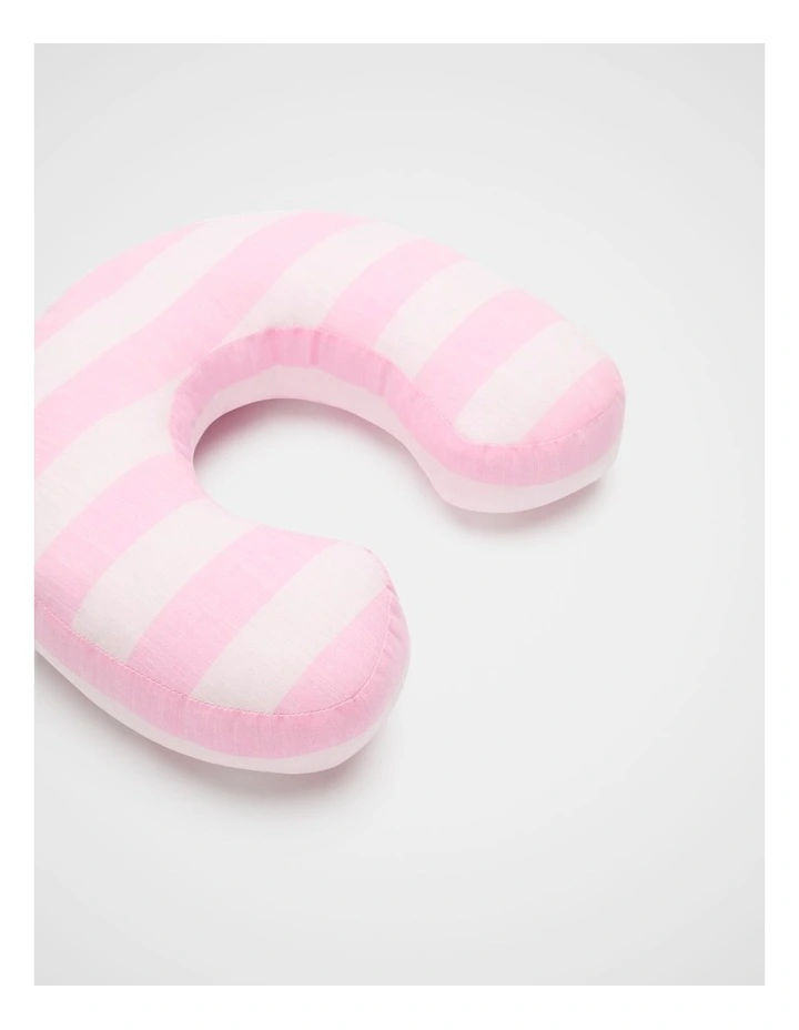C Stripe Initial Cushion in Pink image 2