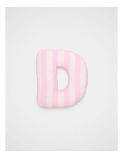 D Stripe Initial Cushion in Pink