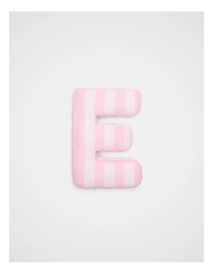 E Stripe Initial Cushion in Pink image 1