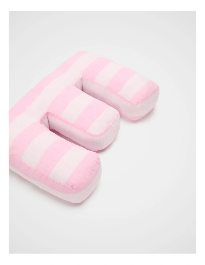 E Stripe Initial Cushion in Pink image 2