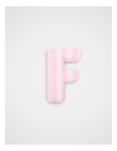 F Stripe Initial Cushion in Pink