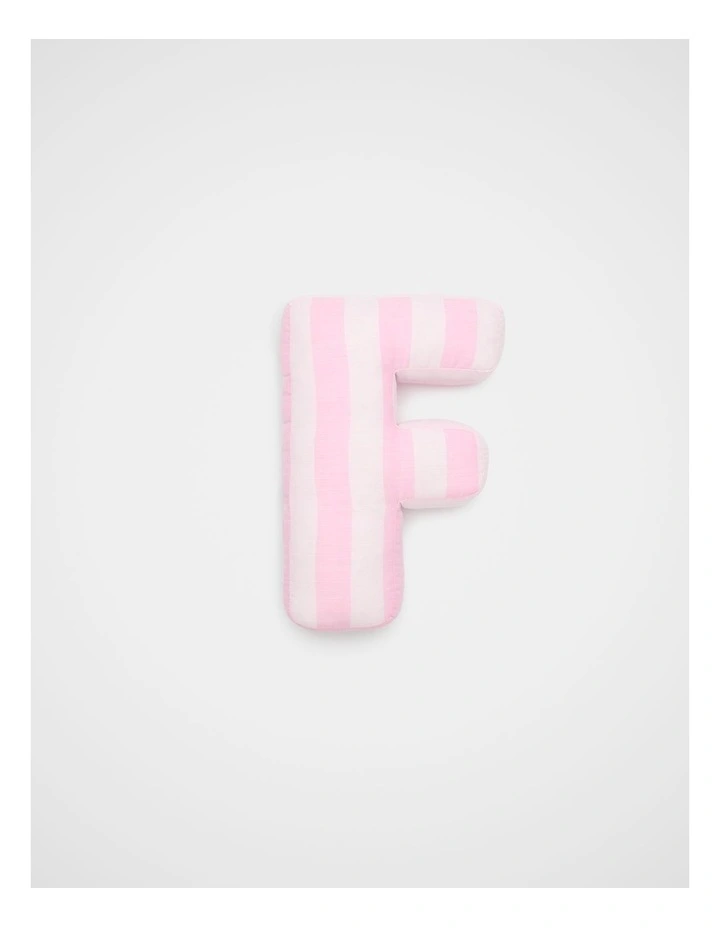 F Stripe Initial Cushion in Pink image 1