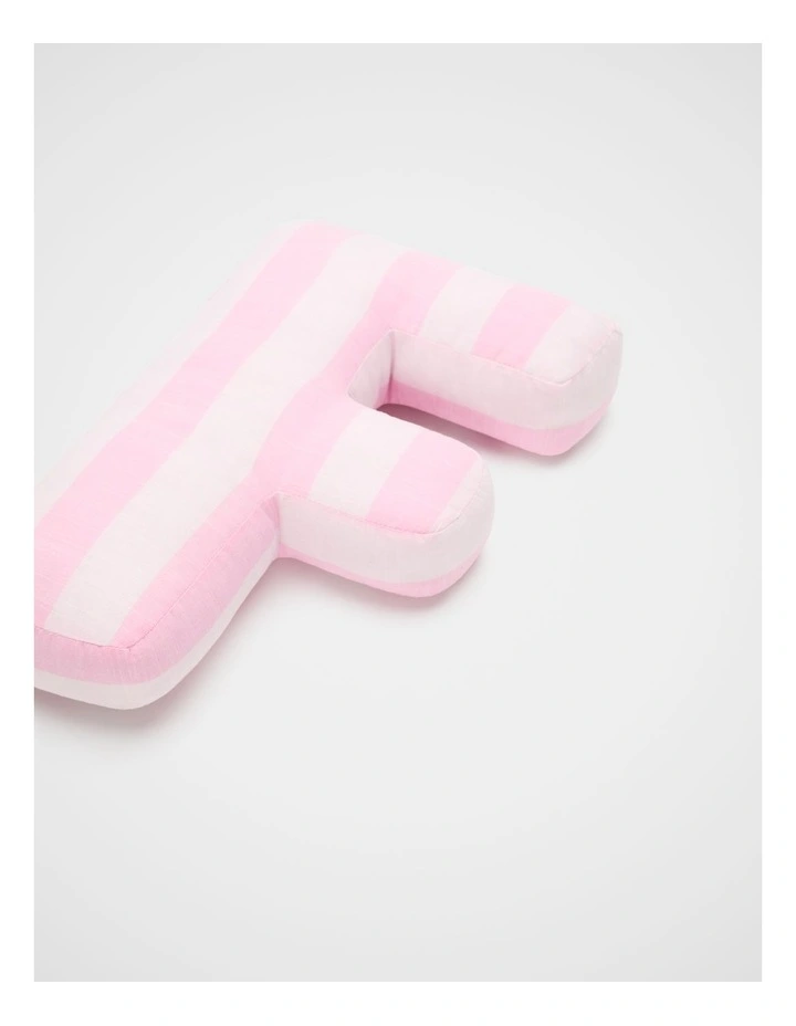 F Stripe Initial Cushion in Pink image 2
