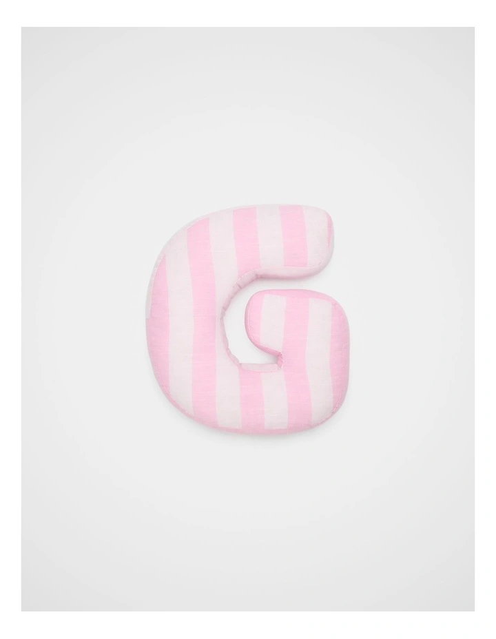 G Stripe Initial Cushion in Pink image 1