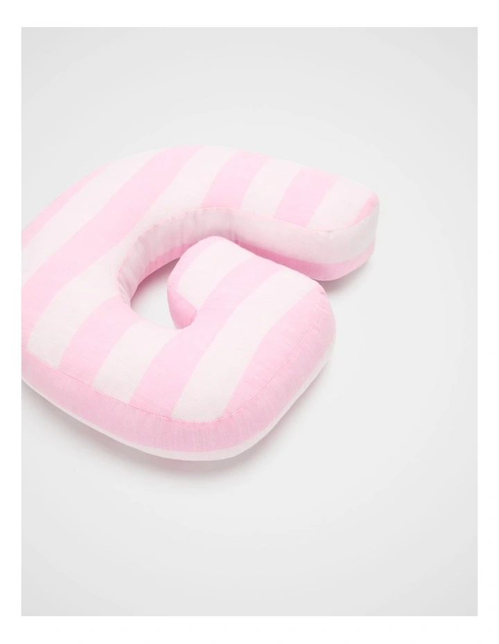 G Stripe Initial Cushion in Pink image 2