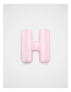 H Stripe Initial Cushion in Pink
