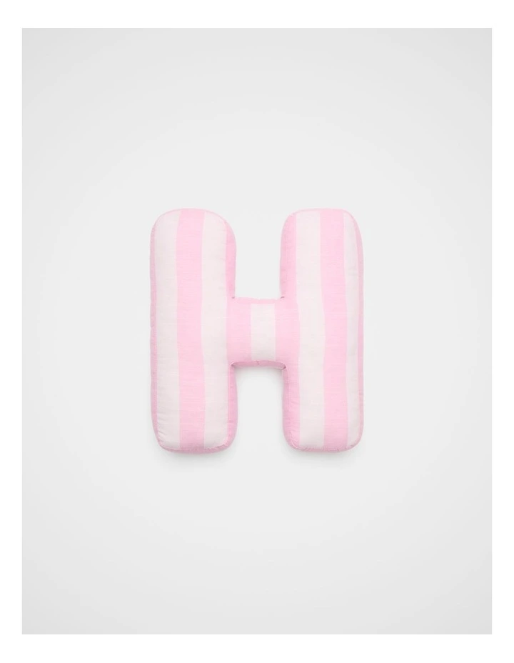 H Stripe Initial Cushion in Pink image 1