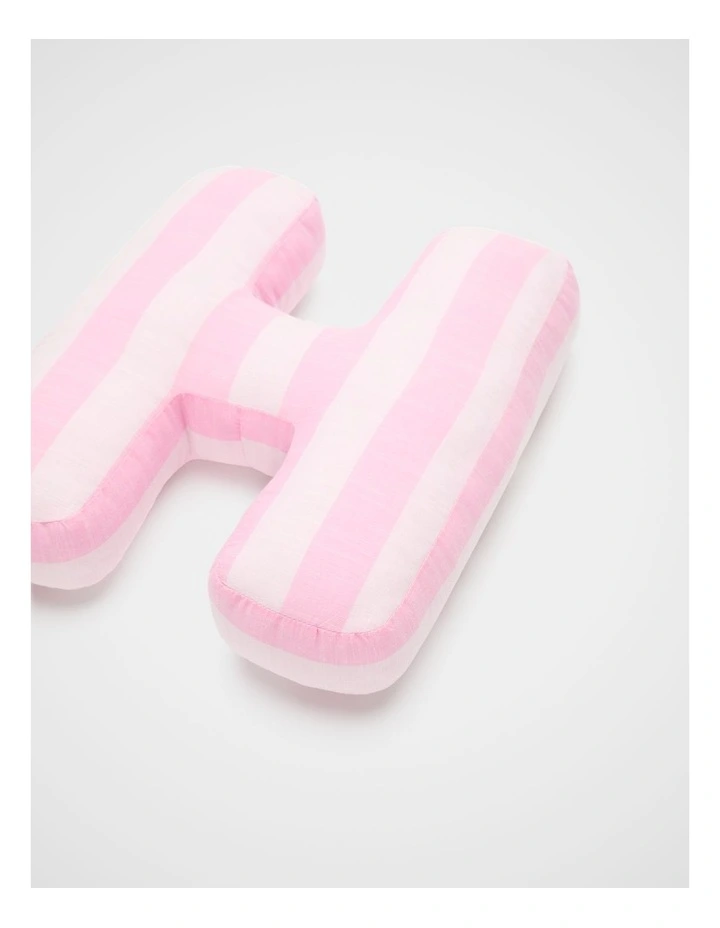 H Stripe Initial Cushion in Pink image 2