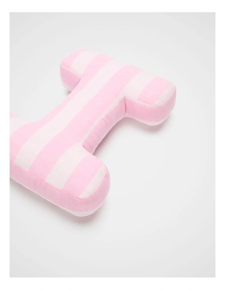 I Stripe Initial Cushion in Pink image 2