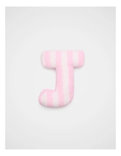 J Stripe Initial Cushion in Pink