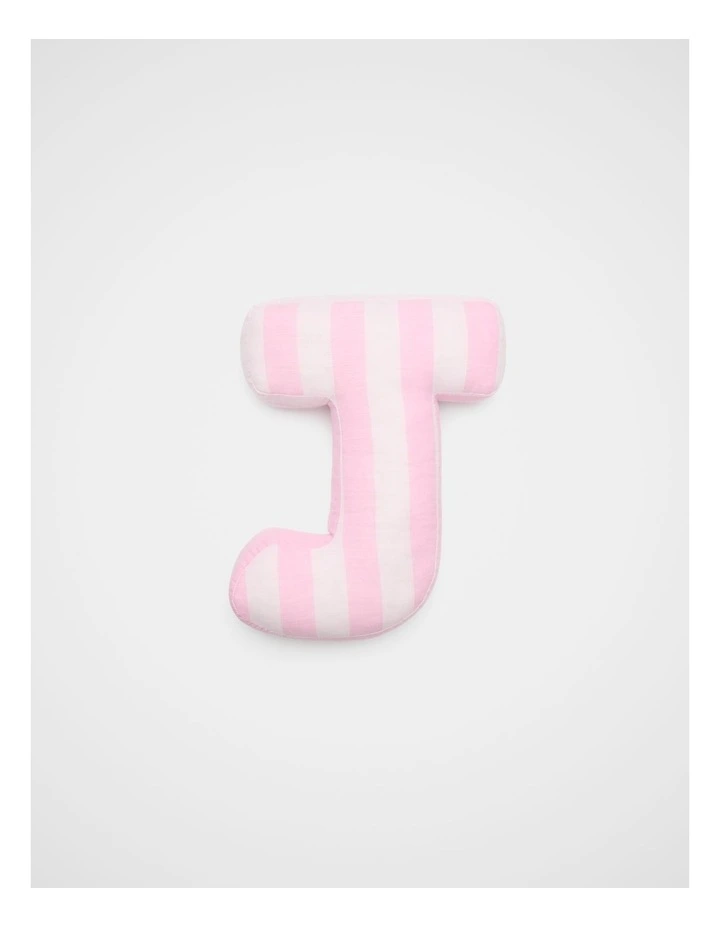 J Stripe Initial Cushion in Pink image 1
