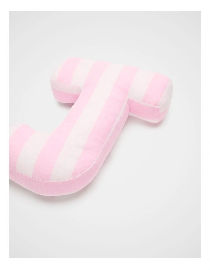 J Stripe Initial Cushion in Pink image 2