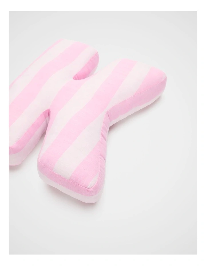 K Stripe Initial Cushion in Pink image 2
